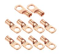 Ampper Heavy Duty Copper Wire Lugs, UL Eyelets Ring Crimp Copper Terminal Connectors for Battery Cable Ends and More (2 Awg, 3/8" Ring, 10 Pcs)