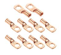 Ampper Heavy Duty Copper Wire Lugs, UL Eyelets Ring Crimp Copper Terminal Connectors for Battery Cable Ends and More (8 Awg, 1/4" Ring, 10 Pcs)
