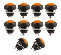 Ampper Interrupteurs à Bouton Poussoir momentané, 2 Pin on/Off AC 250V/1A 125V/3A DC 12V/3A 12MM Round SPST Normal Open Pushbutton Momentary Switches (Orange, Pack of 10)