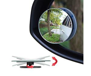 Ampper Rétroviseur d'angle mort 2" rond, lentille ajustable en verre HD convexe grand angle pour voiture SUV à montage universel, Pack de 4