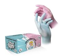 AMPri Gants en nitrile menthe, rose, mélange de couleurs, 60 pièces/boîte, taille M, non poudré, style Peppermint Rosie : gants jetables en nitrile dans les tailles XS, S, M, L, XL