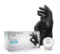 AMPRI Gants en nitrile, noir, 100 pièces/boîte, taille XXL, non poudrés, Style Black by Med-Comfort : Gants jetables en nitrile disponibles dans les tailles XS, S, M, L, XL, XXL