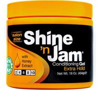 Ampro Shine-N-Jam Maximum Hold-Infused With Honey Extract To Strengthen Hair-Great For Taming Fringe,Ponytails,Soft Weaves,And Braids-Keeps Tresses Firm With Non-Greasy Shine-16 Oz