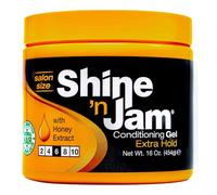 Ampro Shine-n-Jam Maximum Hold - Infused with Honey Extract to Strengthen Hair - Great for Taming Fringe, Ponytails, Soft Weaves, and Braids - Keeps Tresses Firm with Non-Greasy Shine - 454 g