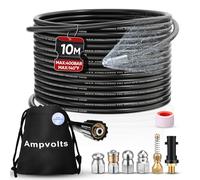 Ampvolts 10M Déboucheur Canalisation Haute Pression - 5 Buses + Adaptateur Karcher, 5800 PSI/400 Bar, Compatible avec Karcher K2-K7(Adaptateur standard)