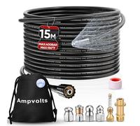 Ampvolts 15M Déboucheur Canalisation Haute Pression - 5 Buses + Adaptateur Karcher, 5800 PSI/400 Bar, Compatible avec Karcher K2-K7(Adaptateur en laiton)