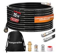 Ampvolts Déboucheur Canalisation Haute Pression 15m/30m - 400 bar / 5800 PSI, compatible avec nettoyeurs Karcher K2-K7, avec adaptateur et 5 buses, nettoyage canalisations