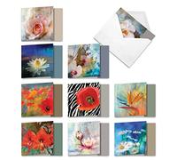 Amq6129ocb-b1 X 10 murale Fleurs : 10 Assortis Lot de vierge NEUF 'Charnière Centrale carrée' Note Cartes avec des images de Fantastique stuc, fleurs, avec enveloppes Taille : (Dimensions : 10,2 x 12,7 cm)