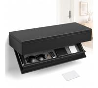 AMQYDT Étagère Flottante avec Compartiment Secret, Étagère Flottante Dissimulée avec Ouverture par Carte Magnétique pour Salon, Chambre Ou Bureau À Domicile Black