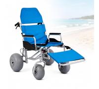 AMQYDT Fauteuil Roulant De Plage Tout Terrain, Non Flottant, pour Sable Mou, avec Dossier Réglable, Siège Imperméable Et Respirant, Cadre Résistant À Leau Salée, Capacité De Charge De 122 Kg