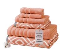 Amrapur Lot de 6 Serviettes en Coton Oxford Corail, Simple