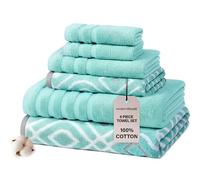 Amrapur Pacific Coast Textiles Oxford Lot de 6 Serviettes en Fil Teint Bleu Turquoise 40,6 x 25,4 x 12,7 cm