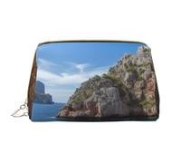 AMREWQYL Arch in Mallorca Espagne Trousse de maquillage en cuir imprimé Trousse de toilette Blanc Taille unique, blanc, Taille unique