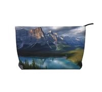 AMREWQYL Banff National Park Trousse de toilette en velours côtelé imprimé, noir, One Size