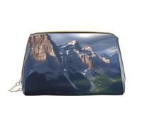 AMREWQYL Banff National Park Trousse de toilette portable en cuir imprimé, blanc, One Size