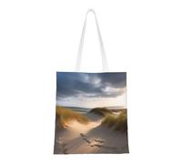 AMREWQYL Beach dunes Sac à main réutilisable imprimé