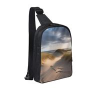 AMREWQYL Beach Dunes Sac de poitrine imprimé double poche diagonale