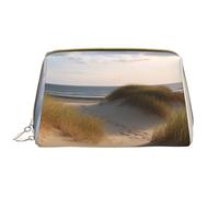 AMREWQYL Beach dunes Sac de toilette en cuir imprimé, blanc, One Size