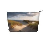 AMREWQYL Beach Dunes Trousse de maquillage en velours côtelé avec imprimé sac de toilette de voyage Noir Taille unique, Noir , Taille unique