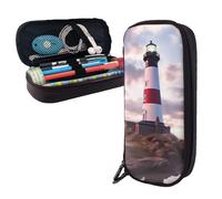AMREWQYL Beauty Lighthouse Trousse à crayons en cuir imprimé