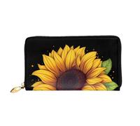 AMREWQYL Blessed to Be Called Portefeuille en cuir imprimé tournesol pour femme, noir, One Size