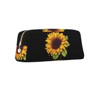 AMREWQYL Blessed to Be Called Trousse à crayons en cuir avec fermeture éclair 3D Motif tournesol