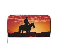 AMREWQYL Cowboy West Portefeuille en cuir imprimé pour femme, noir, One Size