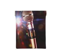 AMREWQYL Étui à monnaie en cuir imprimé avec microphone pour karaoké, blanc, One Size, Porte-monnaie