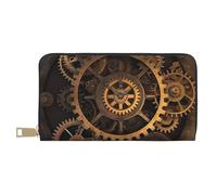 AMREWQYL Gears Clock Bronze Century Portefeuille en cuir imprimé Portefeuille de voyage pour femme Portefeuille carte de crédit Portefeuille Blanc Taille unique, blanc, Taille unique