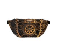AMREWQYL Gears Clock Bronze Century Sac à bandoulière imprimé sac de poitrine décontracté, noir, One Size