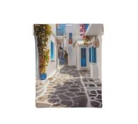AMREWQYL Greece Street Étui à monnaie en cuir imprimé avec bouton-pression, blanc, One Size, Porte-monnaie