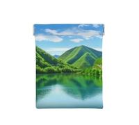 AMREWQYL Green Hills and Water Étui à monnaie en cuir imprimé avec bouton-pression, blanc, One Size, Porte-monnaie