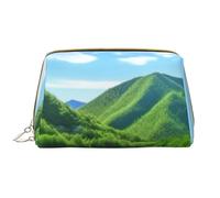 AMREWQYL Green Hills and Water Trousse de toilette en cuir imprimé, blanc, One Size