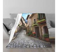 AMREWQYL Italian Town Street Couverture en peluche imprimée multi-code pour climatiseur