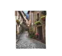 AMREWQYL Italian Town Street Étui à monnaie en cuir imprimé avec bouton-pression, blanc, One Size, Porte-monnaie