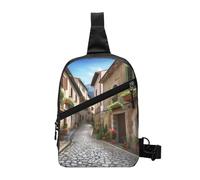 AMREWQYL Italian Town Street Sac à bandoulière imprimé sur la poitrine