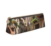 AMREWQYL Italian Town Street Trousse à crayons en cuir avec pochette portable