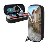 AMREWQYL Italian Town Street Trousse de rangement en cuir imprimé
