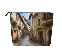 AMREWQYL Italian Town Street Trousse de toilette de voyage en chanvre, noir, One Size