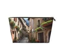 AMREWQYL Italian Town Street Trousse de toilette de voyage en cuir imprimé, doré, One Size