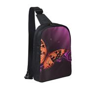AMREWQYL Joli sac de poitrine imprimé papillon double poche diagonale