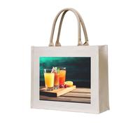 AMREWQYL Juice on the wooden board printed Canvas Carry Tote Bag Bag Handbag Shopping Bag