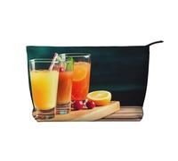 AMREWQYL Juice on the wooden board printed Corduroy Makeup Bag Travel Toiletry Bag Cosmetic Bag, noir, One Size