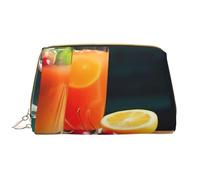 AMREWQYL Juice on the wooden board printed leather makeup bag Cosmetic Bag Toiletry Bag Clutch Bag, blanc, One Size