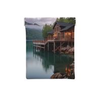 AMREWQYL Lake House Views Étui à monnaie en cuir imprimé avec bouton-pression, blanc, One Size, Porte-monnaie