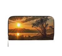 AMREWQYL Last Sun Rays Portefeuille en cuir imprimé pour femme Portefeuille de voyage pour cartes de crédit, noir, One Size