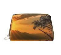 AMREWQYL Last Sun Rays Trousse de toilette portable en cuir imprimé, blanc, One Size