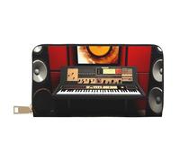 AMREWQYL Music Studio Portefeuille en cuir imprimé pour femme, blanc, One Size
