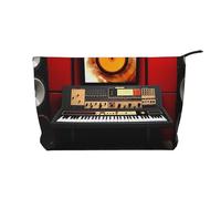 AMREWQYL Music Studio Trousse de toilette de voyage en velours côtelé imprimé, noir, One Size