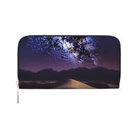 AMREWQYL Night in the desert Portefeuille en cuir imprimé pour femme, noir, One Size